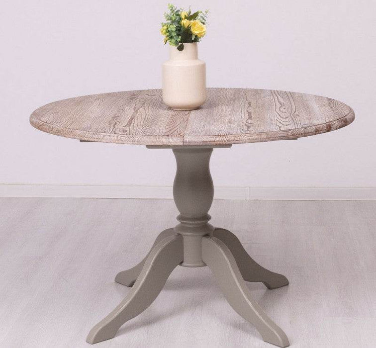 Esstisch aus Massivholz rund | ausziehbar - in verschiedenen Farben - Taupe Vintage