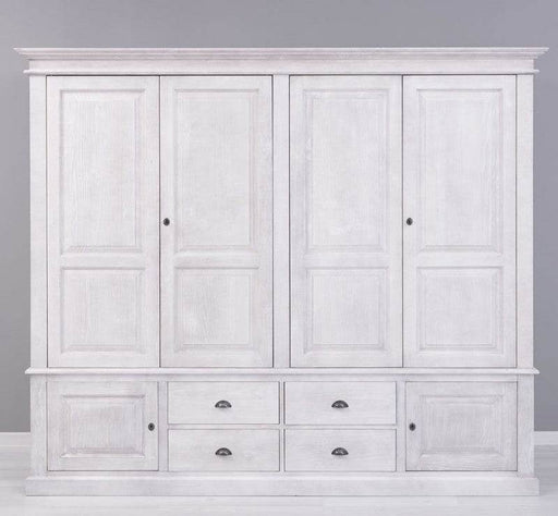 Großer Kleiderschrank aus Massivholz | 4-türig - Pinie doppelt gebürstet