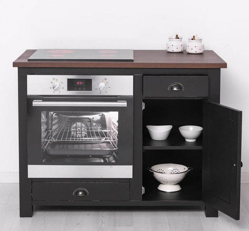 Herd- und Backofenschrank | Einbauschrank für Backofen | Schubfachschrank - Schwarz
