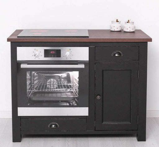 Herd- und Backofenschrank | Einbauschrank für Backofen | Schubfachschrank - Schwarz