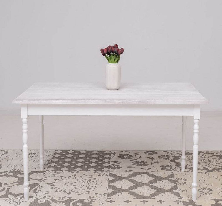 Esstisch aus Massivholz in verschiedenen Größen - 80 x 80 x 78 / Pinie gebürstet | Weiß