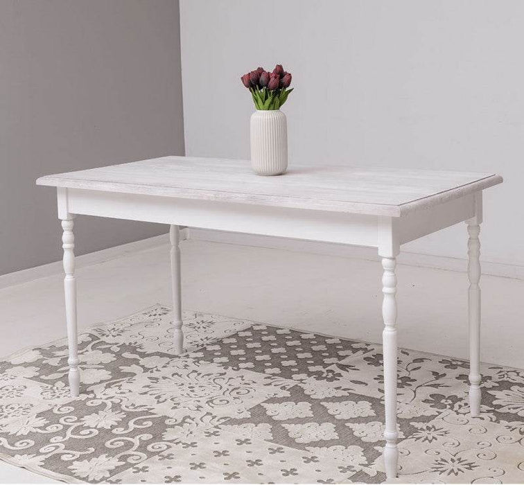 Esstisch aus Massivholz in verschiedenen Größen - 80 x 80 x 78 / Weiß | Eiche gewachst