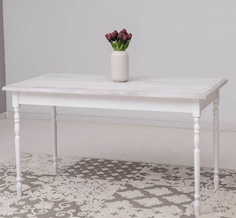 Esstisch aus Massivholz in verschiedenen Größen - 80 x 80 x 78 / Weiß | Eiche gewachst