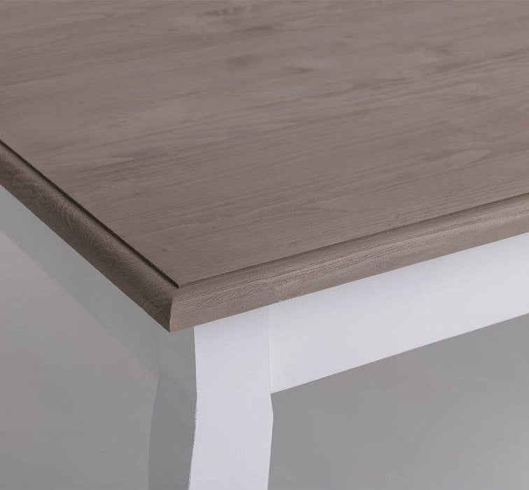 Massiver Esstisch mit geschwungenen Beinen - in 3 Größen - Eiche gebürstet | Weiß / 160 x 90 x 78