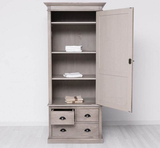 Schmaler Vintage Kleiderschrank aus Massivholz - Gebürstet