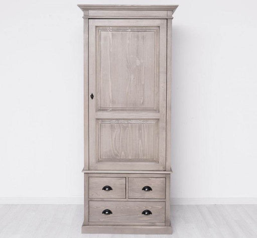 Schmaler Vintage Kleiderschrank aus Massivholz - Gebürstet