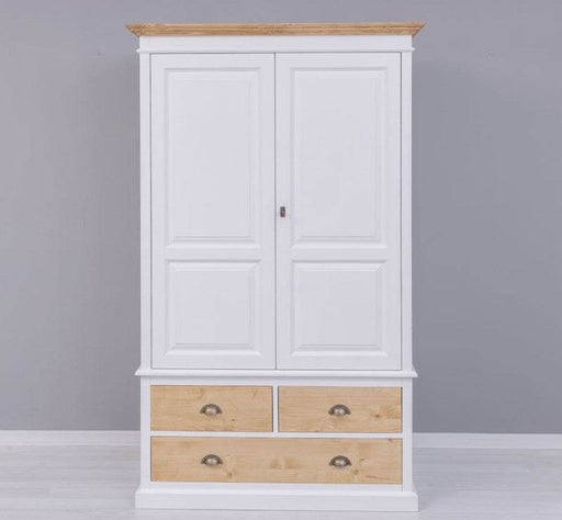 Vintage Kleiderschrank aus Massivholz im Landhausstil - Weiß | Pinie gewachst
