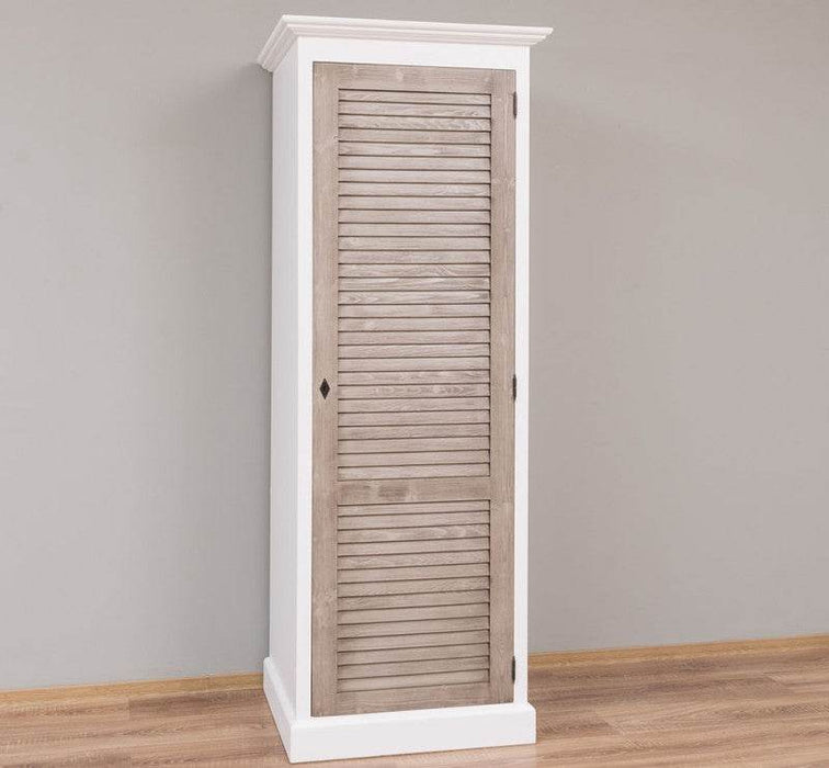 Abschließbarer Kleiderschrank aus Massivholz mit Lamellentür - Gebürstet