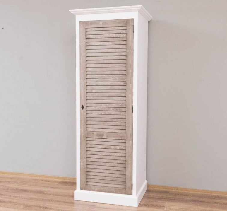Abschließbarer Kleiderschrank aus Massivholz mit Lamellentür - Gebürstet