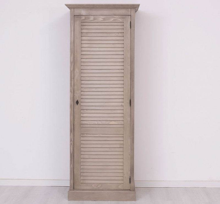 Abschließbarer Kleiderschrank aus Massivholz mit Lamellentür - Gebürstet 2