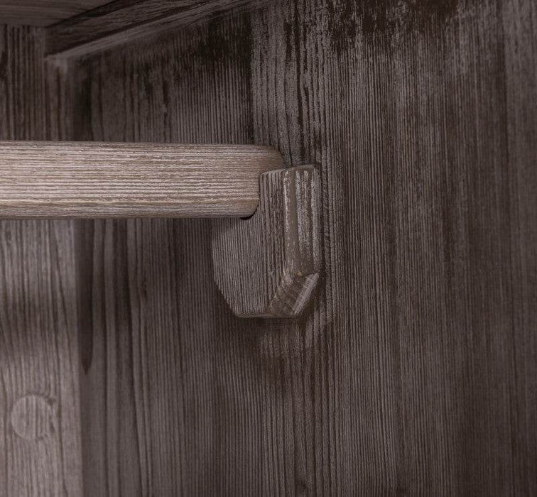 Abschließbarer Kleiderschrank aus Massivholz mit Lamellentür - Gebürstet