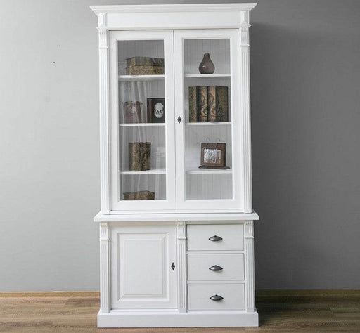 Aktenschrank | Bücherschrank | Vitrine aus Massivholz - Weiß