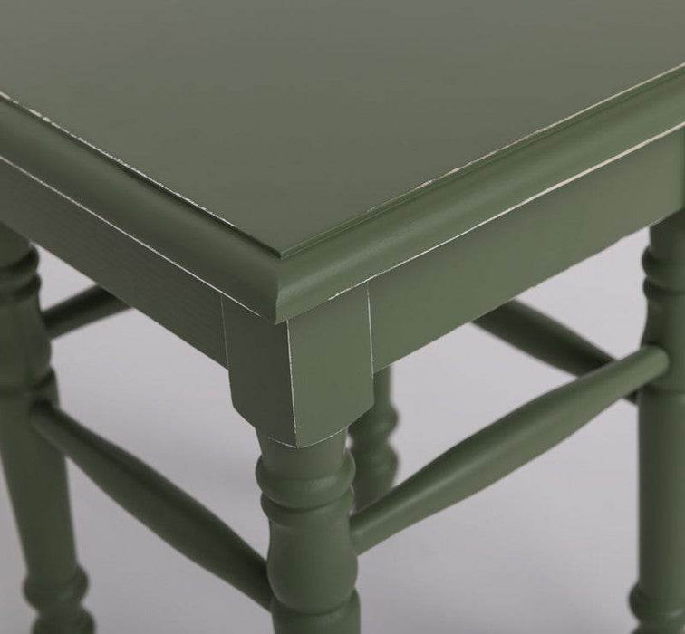 Hocker aus Massivholz mit gedrechselten Beinen - Vintage Grün