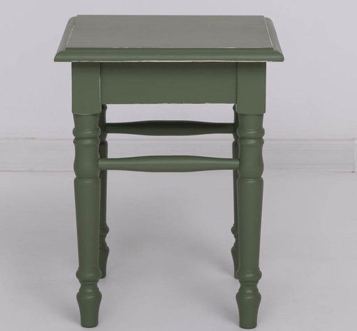 Hocker aus Massivholz mit gedrechselten Beinen - Vintage Grün