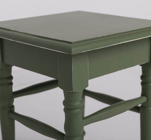 Hocker aus Massivholz mit gedrechselten Beinen - Vintage Grün