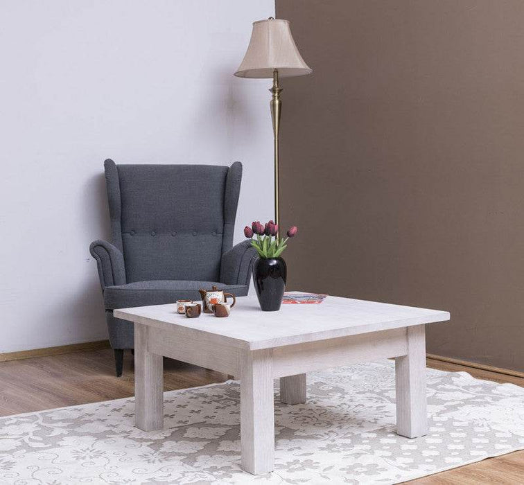 Quadratischer Couchtisch aus Massivholz - Weiß