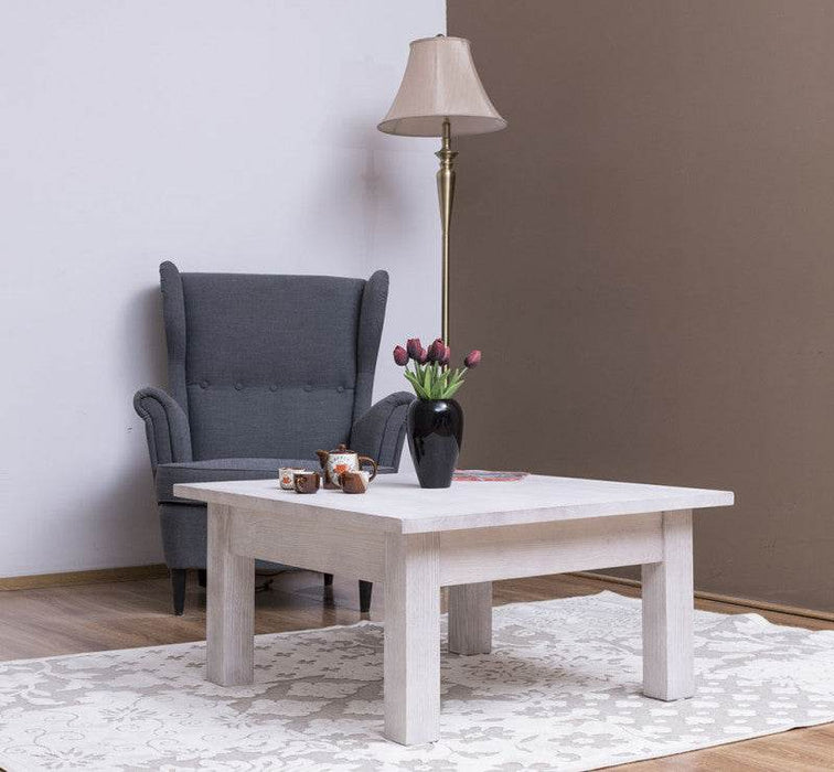 Quadratischer Couchtisch aus Massivholz - Weiß