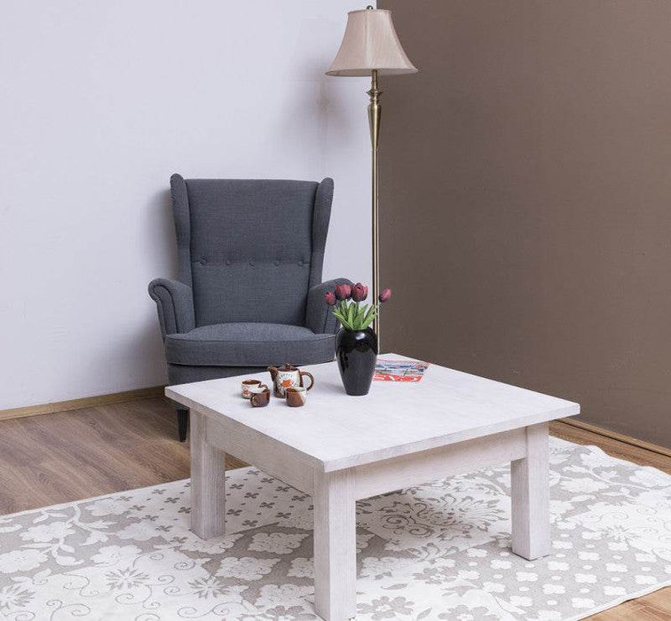 Quadratischer Couchtisch aus Massivholz - Weiß
