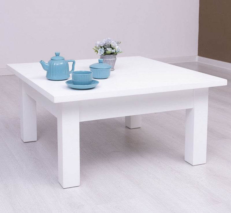 Quadratischer Couchtisch aus Massivholz - Weiß