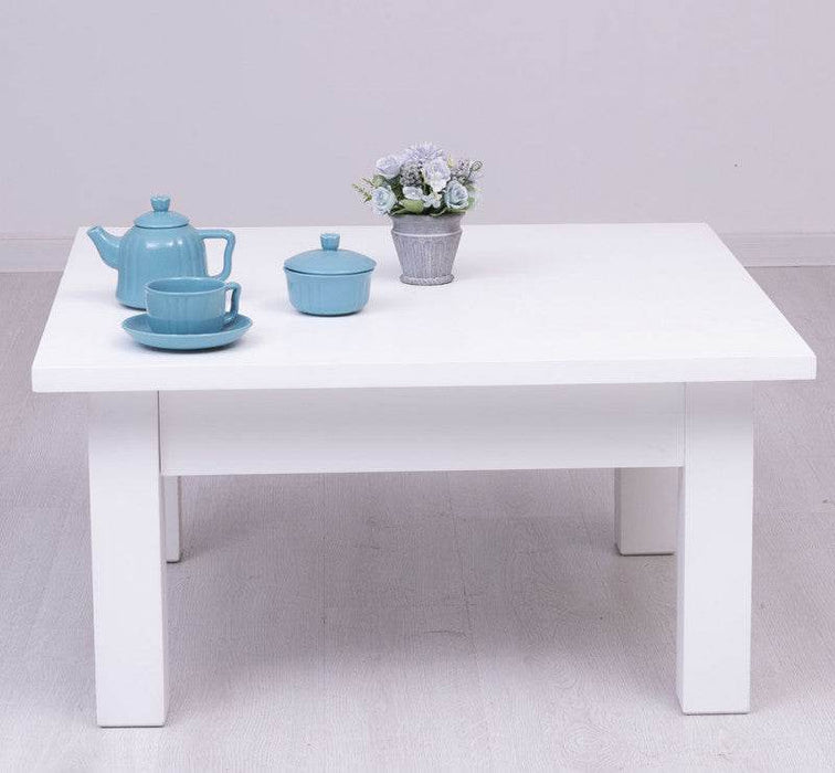 Quadratischer Couchtisch aus Massivholz - Weiß