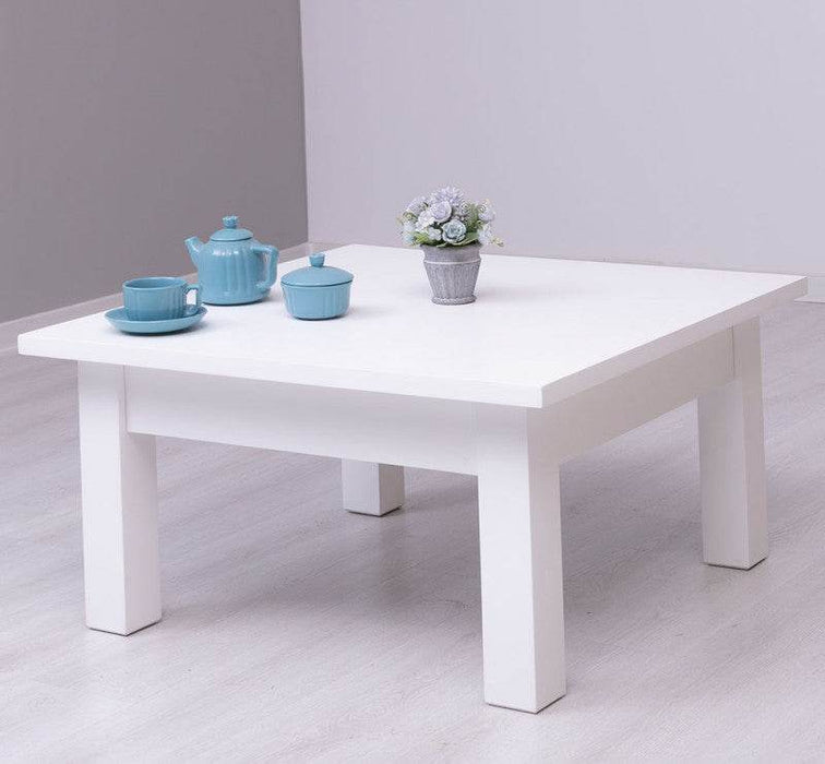 Quadratischer Couchtisch aus Massivholz - Weiß