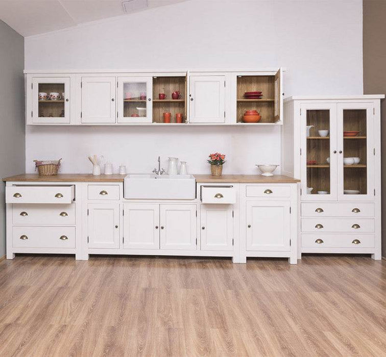 Kleiner Hängeschrank aus Massivholz mit Glastür - Salbei