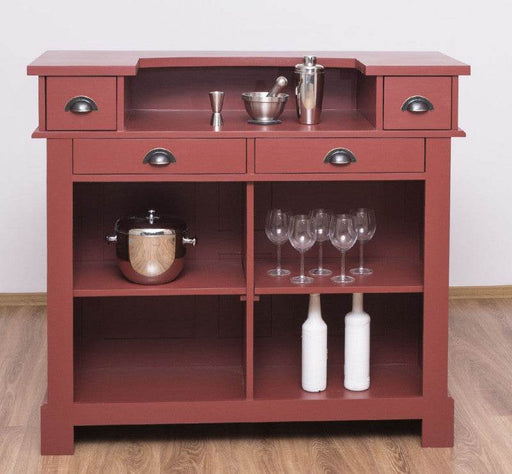 Bartresen | Empfangstheke im Landhausstil - Rot - 140x107x51