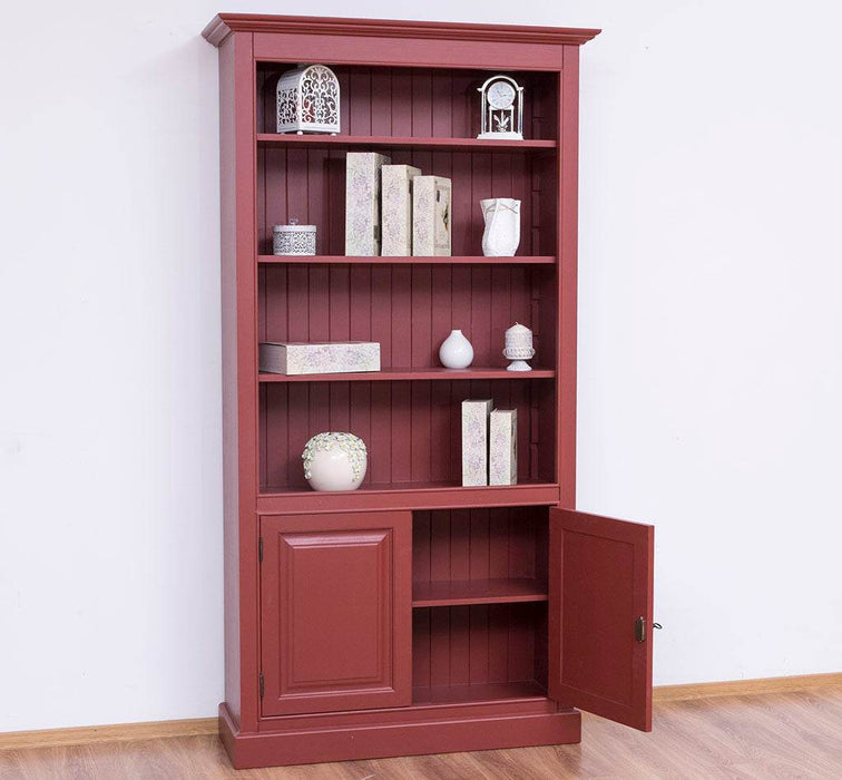 Landhaus Bücherregal aus Massivholz mit Schranktüren in verschiedenen Farben - Weiß