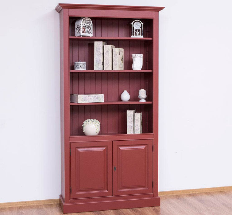 Landhaus Bücherregal aus Massivholz mit Schranktüren in verschiedenen Farben - Weiß