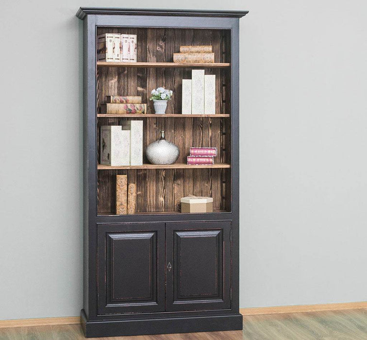 Landhaus Bücherregal aus Massivholz mit Schranktüren in verschiedenen Farben - Weiß