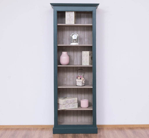 Schmales Bücherregal aus Massivholz | Regal im Landhausstil - Vintage Petrol