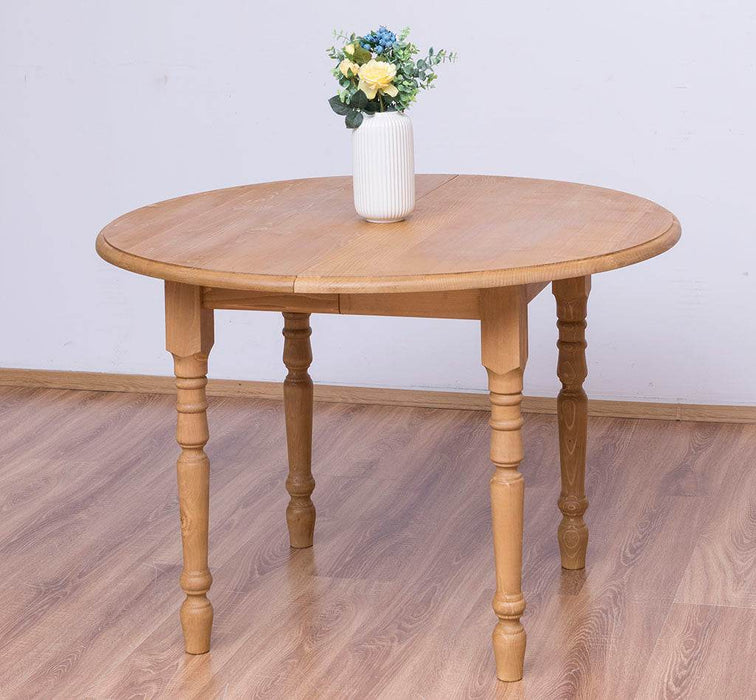 Ausziehbarer Küchentisch aus Massivholz rund - Gewachst