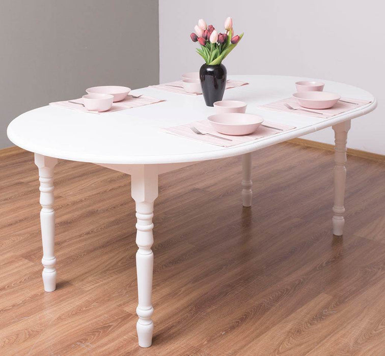 Ausziehbarer Küchentisch aus Massivholz rund - Gewachst