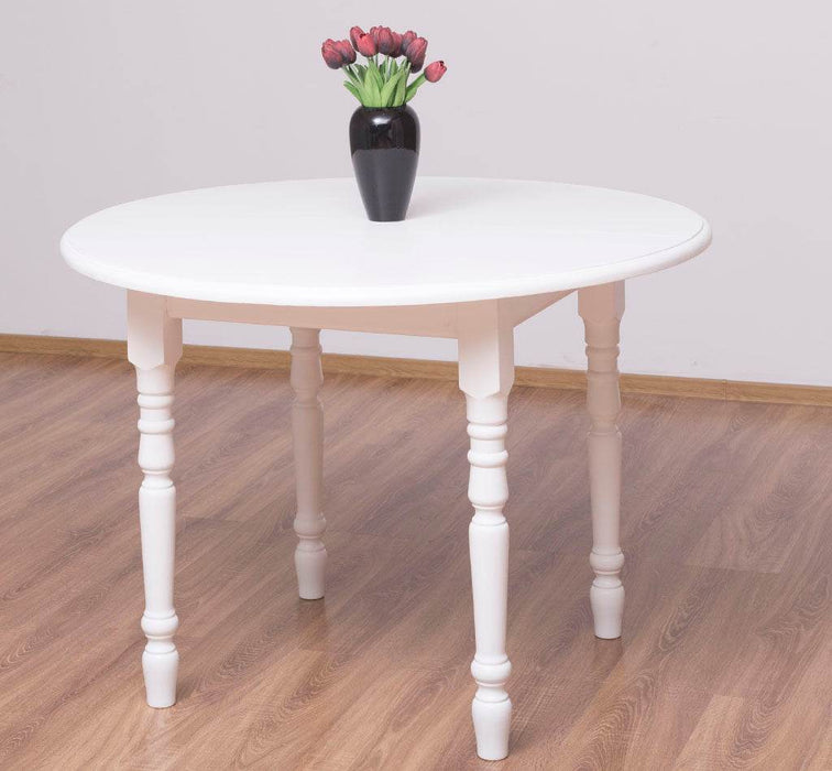 Ausziehbarer Küchentisch aus Massivholz rund - Gewachst