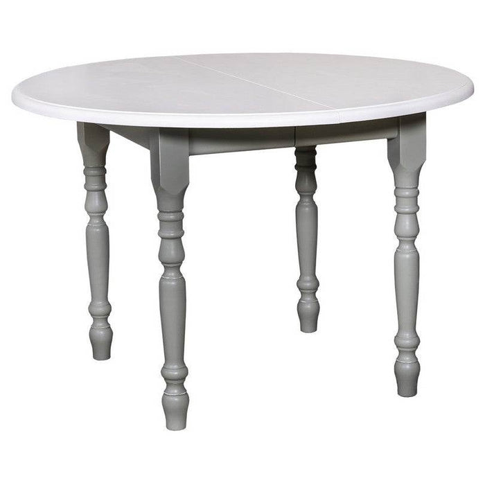 Ausziehbarer Küchentisch aus Massivholz rund - Weiß | grau