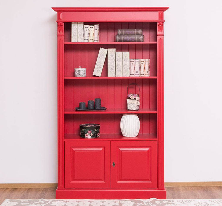 Vintage Bücherschrank aus Massivholz | Regal im Landhausstil - Rot