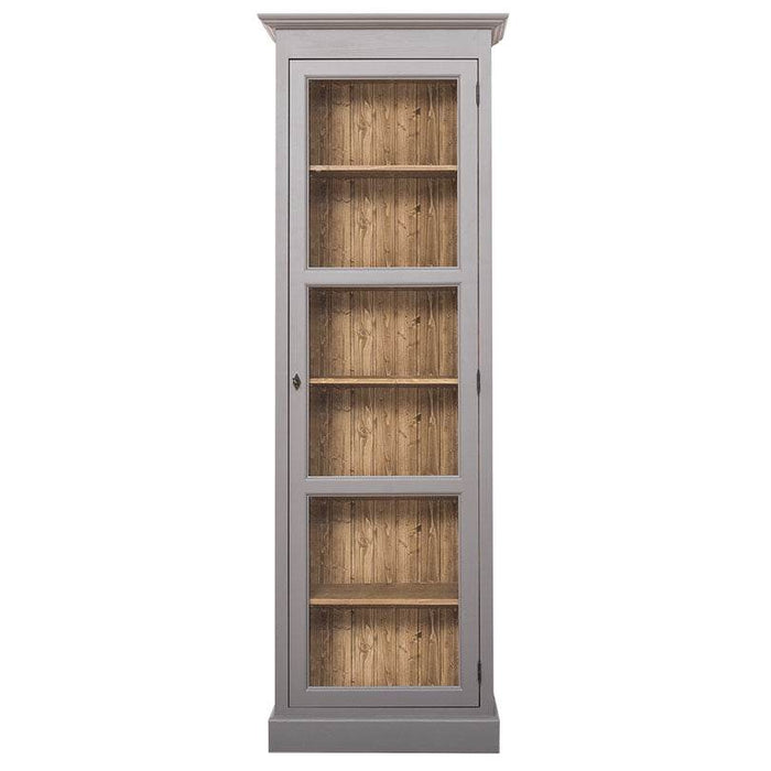 Vitrine aus Massivholz | Ablage mit Glastür - Grau
