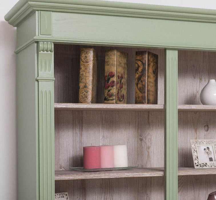 Regalwand aus Massivholz mit zwei Ausziehplatten - Bücherregal -