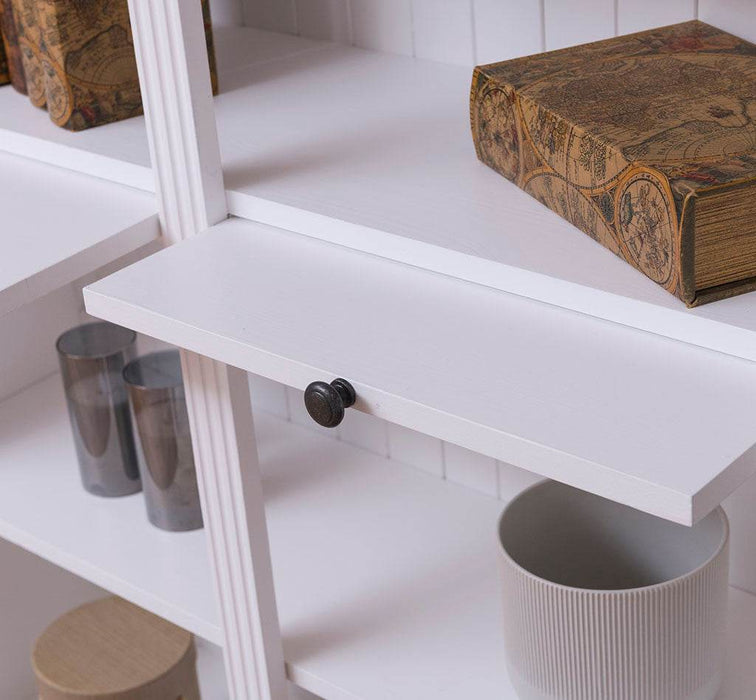 Regalwand aus Massivholz mit zwei Ausziehplatten - Bücherregal - #1 - Weiß