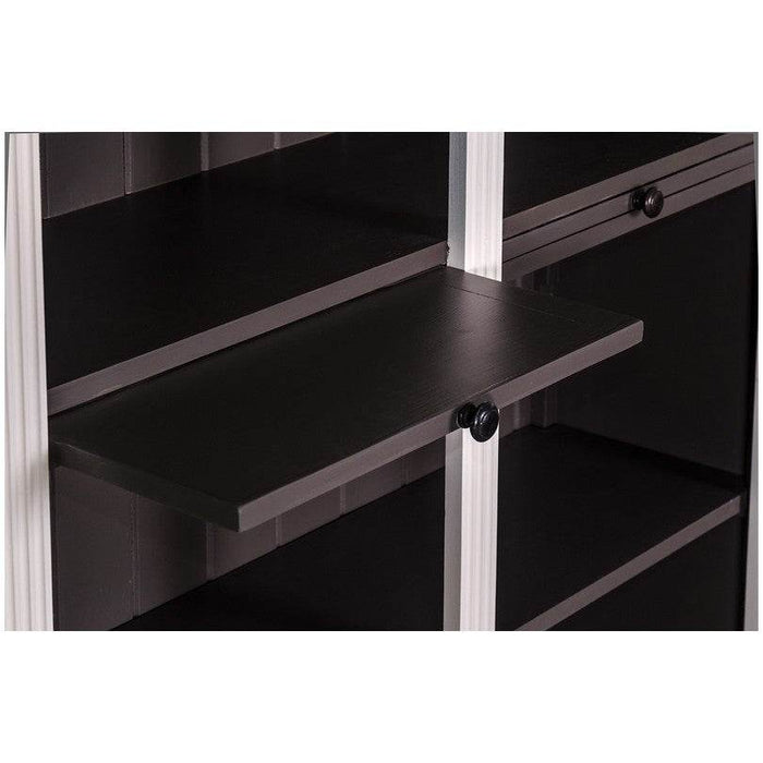 Regalwand aus Massivholz mit zwei Ausziehplatten - Bücherregal - #1 - Weiß