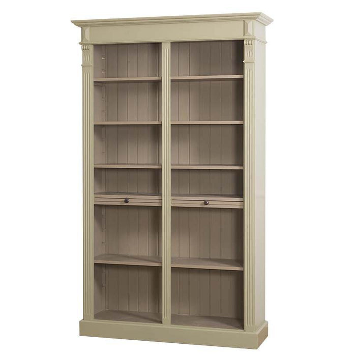 Regalwand aus Massivholz mit zwei Ausziehplatten - Bücherregal - #1 - Weiß
