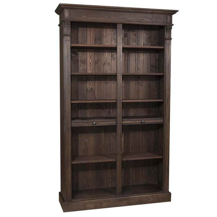 Regalwand aus Massivholz mit zwei Ausziehplatten - Bücherregal - #1 - Weiß