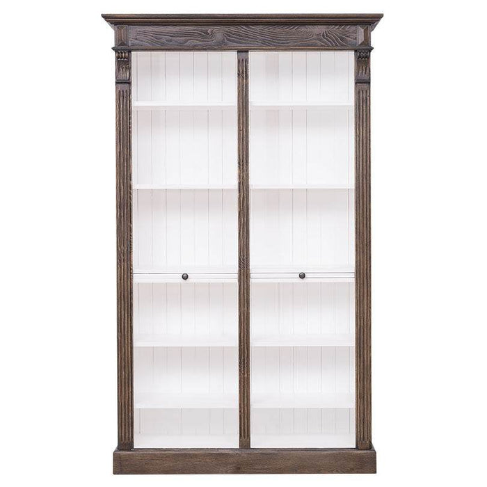 Regalwand aus Massivholz mit zwei Ausziehplatten - Bücherregal - #1 - Weiß