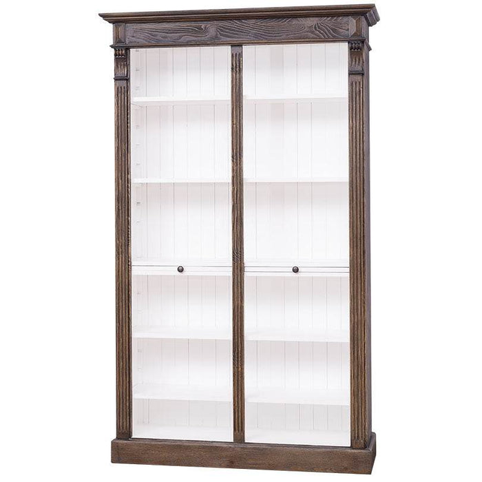 Regalwand aus Massivholz mit zwei Ausziehplatten - Bücherregal - #1 - Weiß