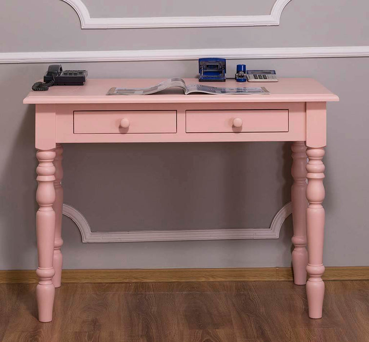 Konsolentisch aus Massivholz | Vintage Schreibtisch mit 2 Schubladen - Rosa