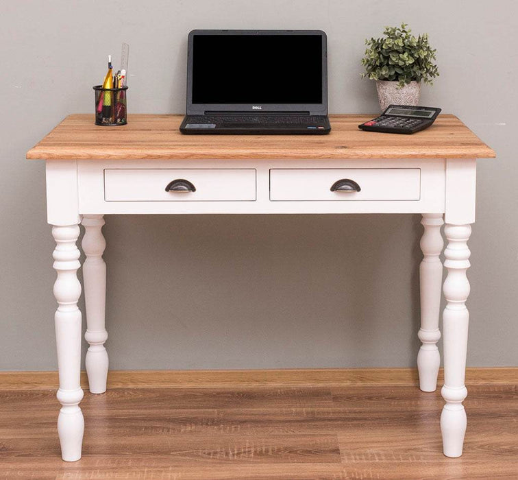 Konsolentisch aus Massivholz | Vintage Schreibtisch mit 2 Schubladen - Vintage - Weiß