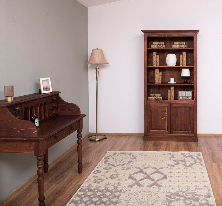 Landhaus Bücherregal aus Massivholz mit Schranktüren in verschiedenen Farben - Weiß