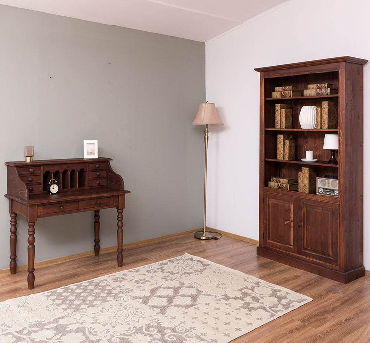 Landhaus Bücherregal aus Massivholz mit Schranktüren in verschiedenen Farben - Weiß
