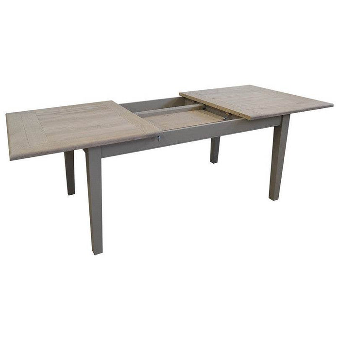 Ausziehbarer Esstisch aus Massivholz im Landhausstil - 160 /220 x 90 x78 - Eicheplatte | Grau