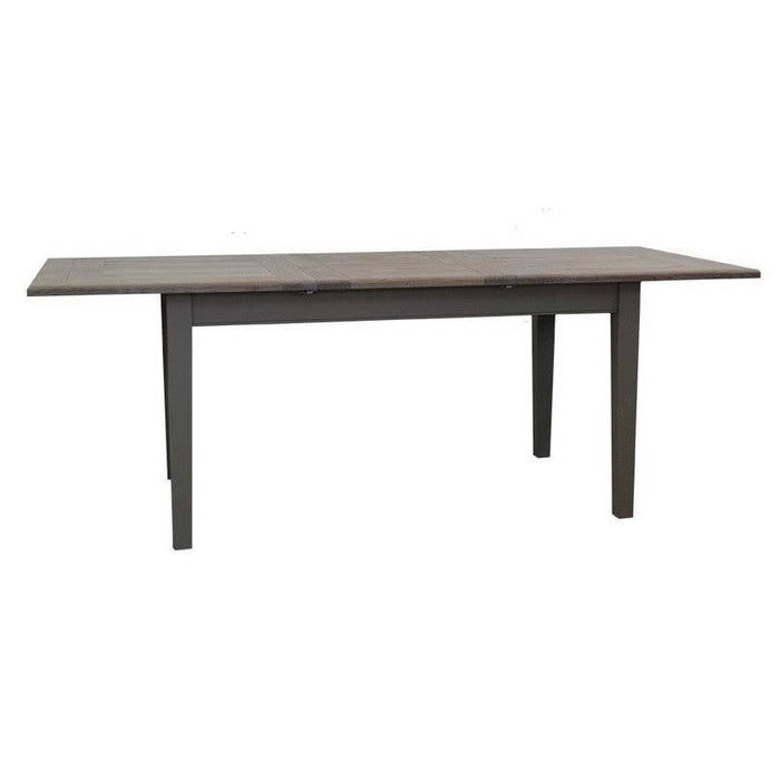 Ausziehbarer Esstisch aus Massivholz im Landhausstil - 160 /220 x 90 x78 - Grau | weiß